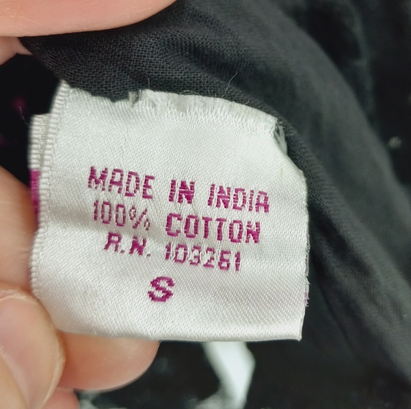 Funky Pepple Tunic Size S Multicolor Patchwork Print Lace Layered Cotton V-Neck - Picture 8 of 9